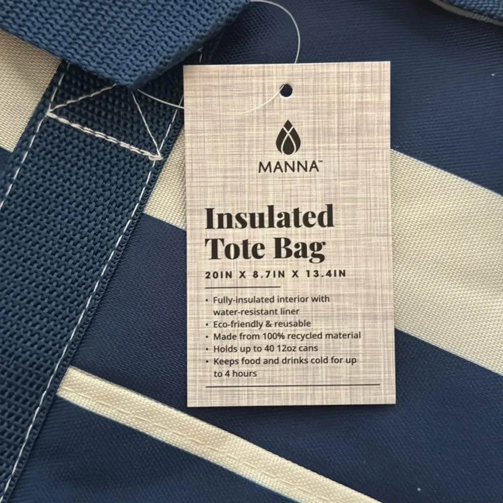 MANNA Insulated Tote Bag Navy & White - Picture 3 of 6